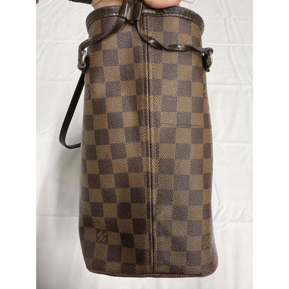 Louis Vuitton Neverfull MM Tote Bag Womens Brown Damier Ebene Red Lining Canvas - Picture 7 of 16